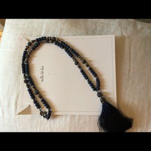 Navy Tassel Statement Necklace